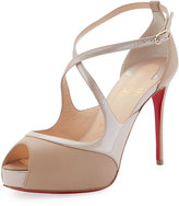 Thumbnail for your product : Christian Louboutin Mira Bella Crisscross Platform Red Sole Sandal, Nude