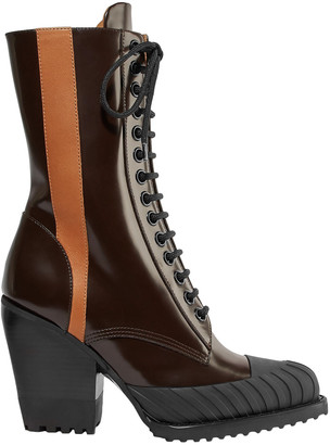 Chloé Rylee Glossed-leather Ankle Boots