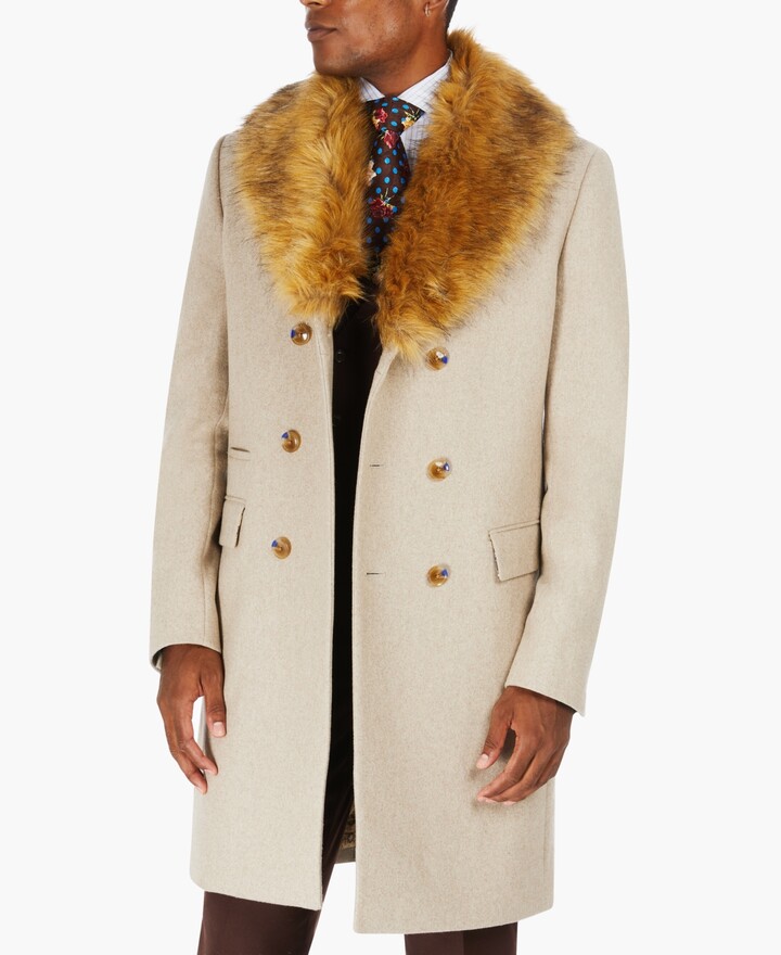 Detachable Faux Fur Collar, Mens Fur Collar Trench Coat