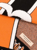 Thumbnail for your product : Burberry Black And Orange Logo Knit Cashmere Football Scarf