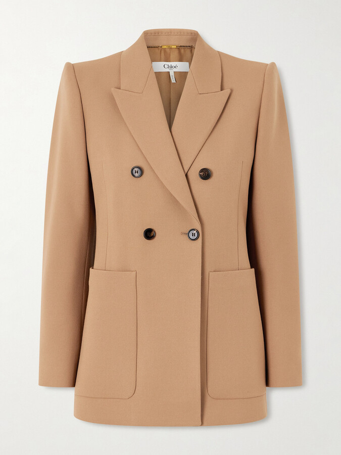 Chloé Double-breasted Wool-gabardine Blazer - Brown