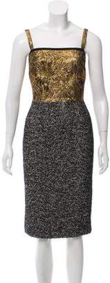 Dolce & Gabbana Brocade-Accented Tweed Dress