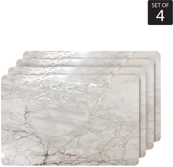 Creative Tops 5234293 Grey Marble Premium Cork Backed Placemats 30 X 23 Cm Grey White Set Of 