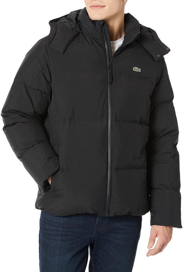Lacoste Mens Water-Resistant Taffeta Jackets with Detachable Hood