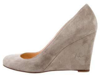 Christian Louboutin Suede Wedge Pumps Grey Suede Wedge Pumps
