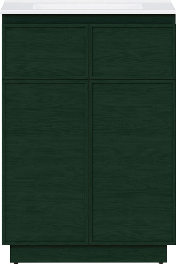 St. Tropez 24" Freestanding Bathroom Vanity in Green Oak with 3-Hole Centerset Sink Top