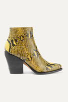 Thumbnail for your product : Chloé Rylee Snake-effect Leather Ankle Boots - Mustard
