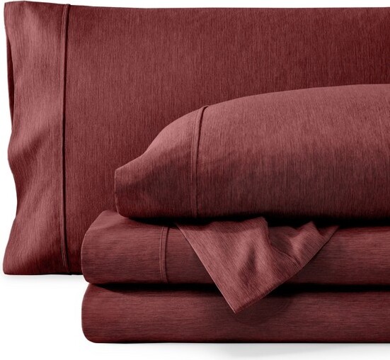 Bare Home Twin Heathered Rosewood 3 Piece Ultra-Soft Double Brushed Sheet Set