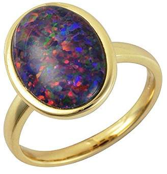Ivy Gems 9ct Yellow Gold 3.7ct Triplet Opal Cabochon Solitaire Ring Size - P