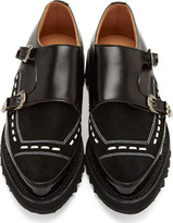 Thumbnail for your product : John Lawrence Sullivan Black Embellished Leather Monk Strap Shoes