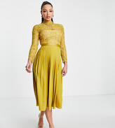 Thumbnail for your product : Little Mistress Tall pleated dress in mustard