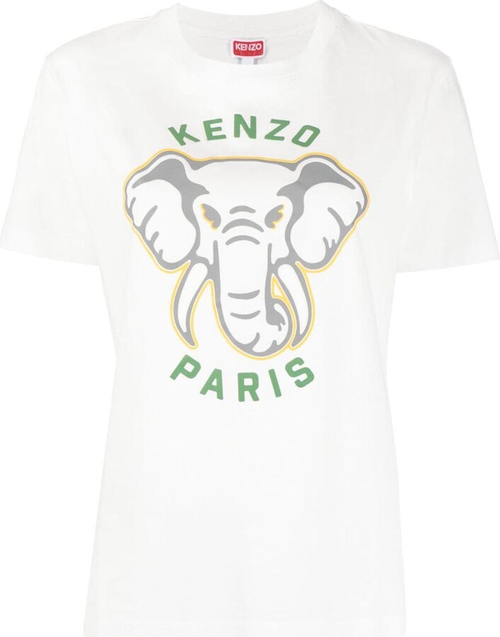  Kenzo Women's White Black Logo Short Sleeve T-Shirt (M