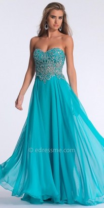 Dave and Johnny Beaded Sheer Illusion Bodice Prom Dress