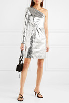 Thumbnail for your product : Stand Studio + Pernille Teisbaek Kayla One-sleeve Crinkled Metallic Faux Leather Mini Dress