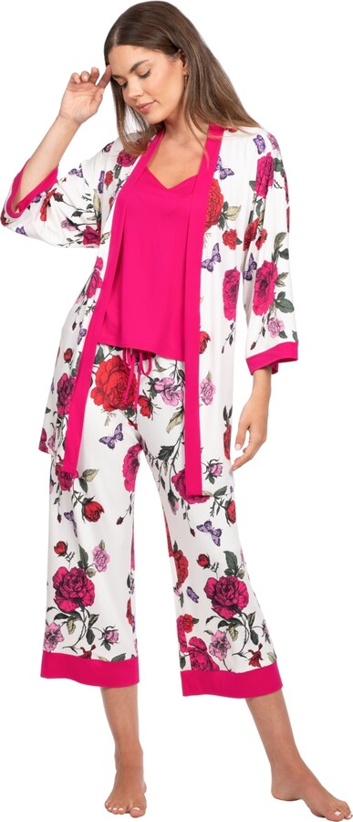 Linea Donatella Women's Sleepwear Velvet Trimmed Kiss 3-Pc. Set