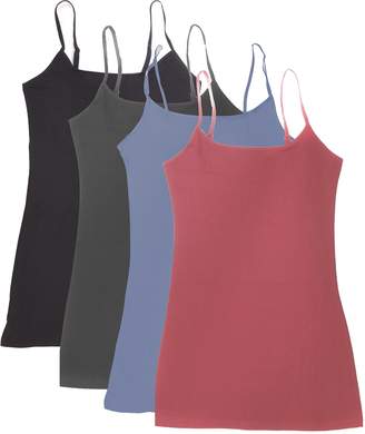 Active Products 4 Pack Active Basic Women's Basic Tank Top (,N.Pink/N.Orange/N.Yellow/Blue)