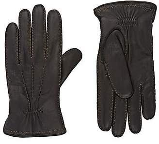 Barneys New York Men's Leather Gloves - Black