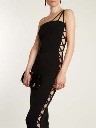 Azzaro Alpha One-shoulder Lace-up Cady Midi Dress - Black