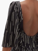 Thumbnail for your product : Adriana Iglesias Taylor Lame-striped Silk-blend Dress - Black Gold