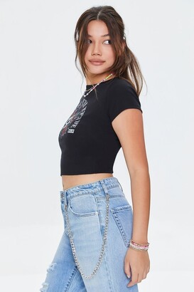 Forever 21 Long Live The Brave Graphic Cropped Tee