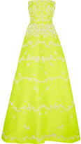 Thumbnail for your product : Valentino Embellished neon duchess satin gown