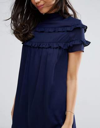 Fashion Union High Neck Dress With Double Frill