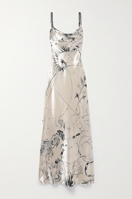 Jason Wu Collection Floral-print Satin Midi Dress - Off-white