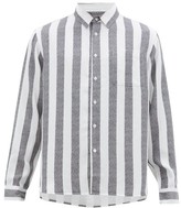 Thumbnail for your product : Saturdays NYC Perry Candy-striped Patch-pocket Lyocell Shirt - Black White