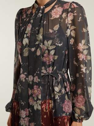 Zimmermann Unbridled Pleated Floral Print Crepe Dress - Womens - Multi