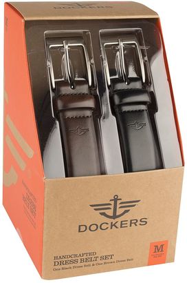 Dockers Men's Leather Dress Belt Boxed Set