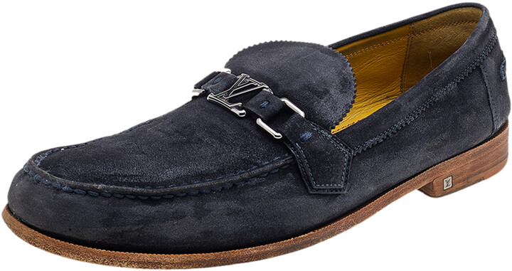 Louis Vuitton Blue Leather Major Loafers Size 44.5