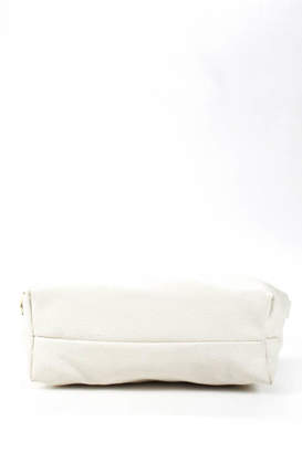 BCBGMAXAZRIA White Pebbled Leather Open Top Tote Bag & Matching Crossbody Bag