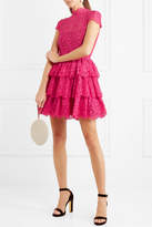 Thumbnail for your product : Alice + Olivia Ruffled Cotton-blend Corded Lace Mini Dress