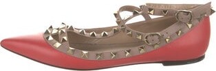 Valentino Rockstud Accents Leather Ballet Flats