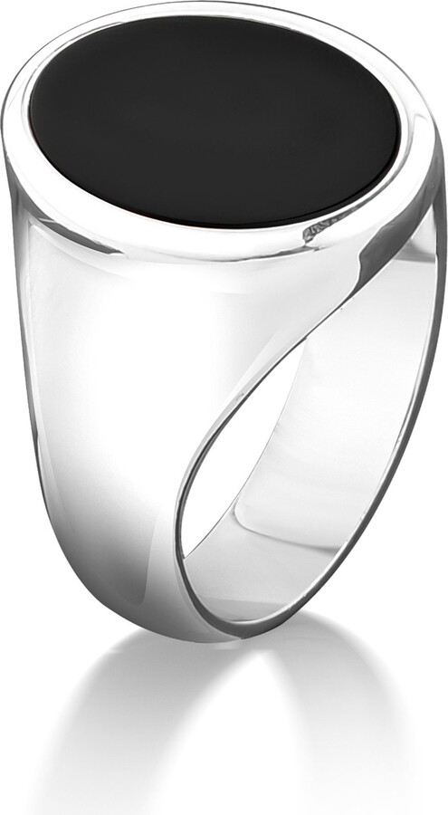 Etsy Oval Cut Black Onyx Flat Top Ring in Sterling Silver, Statement For Men, Unique Mens Fashion Gift