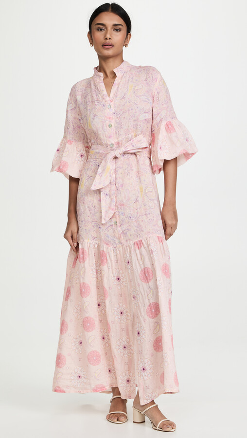 pink maxi dress with sleeves