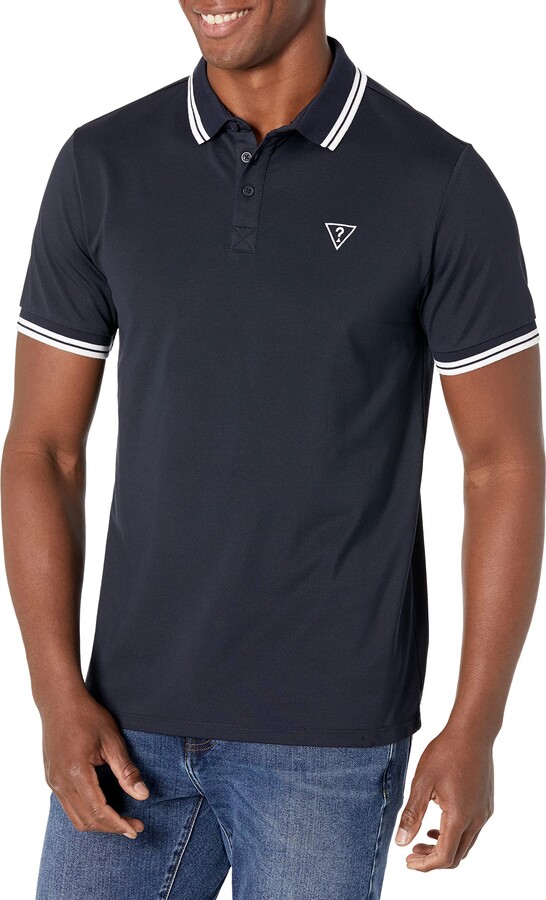 GUESS Men's Essentials Short Sleeve Sport Pique Triangle Polo - ShopStyle