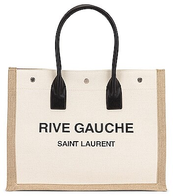 Saint Laurent Rive Gauche Straw Tote Bag - Neutrals