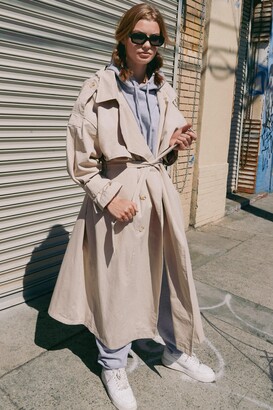 Nasty Gal Womens Hooded Oversized Belted Trench Coat