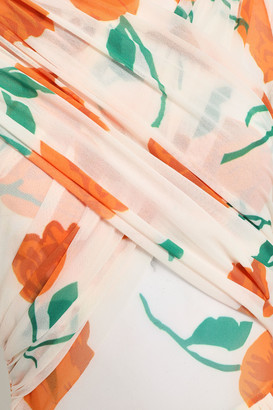 Ganni Tilden Crossover Floral-print Mesh Maxi Dress
