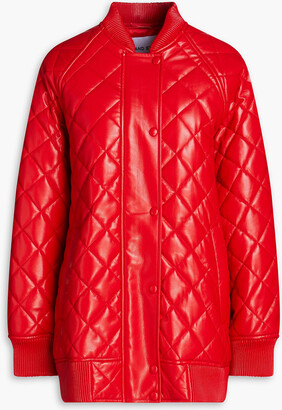 Newyorkleathercompany Women's Red Leather Bomber Jacket - 5XL - Red