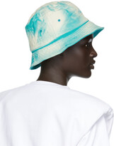 Thumbnail for your product : we11done Blue Iridescent Logo Hand-Bleached Bucket Hat