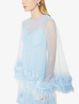 Thumbnail for your product : Huishan Zhang Coco feather-trimmed tulle midi dress