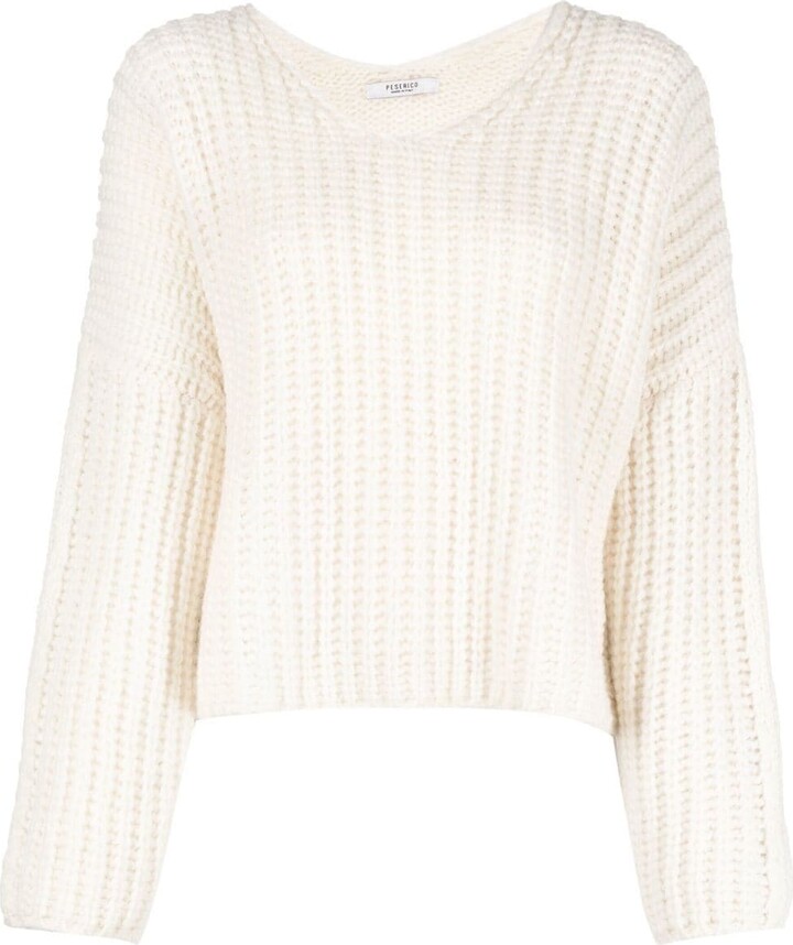 V Neck Chunky Knit Sweater | ShopStyle