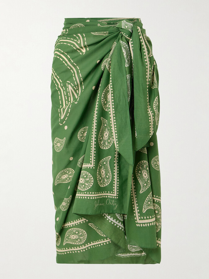 Johanna Ortiz - Printed Cotton Pareo - Green