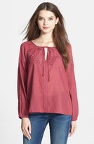 Thumbnail for your product : Olive & Oak Embroidered Woven Peasant Blouse