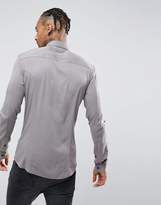 Thumbnail for your product : ASOS DESIGN skinny viscose shirt in gray