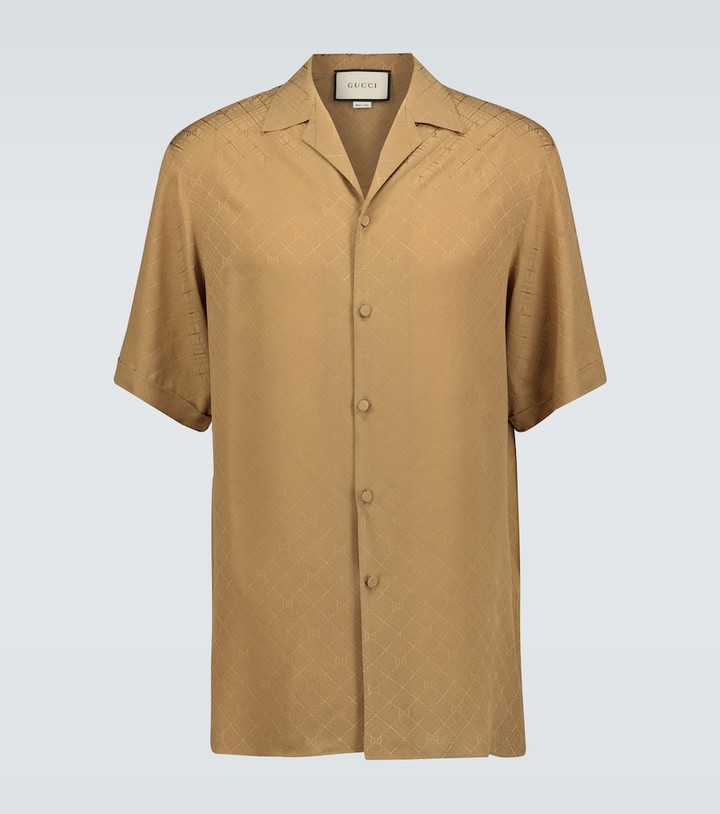 Gucci Checked GG silk crepe bowling shirt - ShopStyle