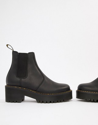 Dr. Martens Rometty Black Leather Chunky Heeled Chelsea Boots - ShopStyle