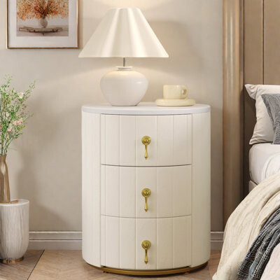Upholstered Nightstand With 3 Drawers